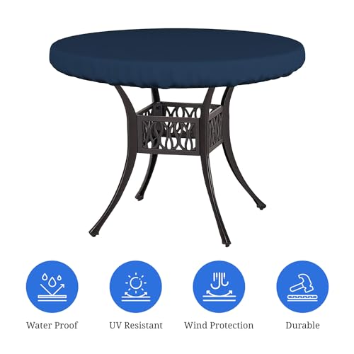 Covers & All Round Table Top Cover, 12 Oz Waterproof UV & Weather Resistant Patio Table Cover, Outdoor Table Cover for Patio Outdoor Furniture & Coffee Table (36" Dia x 4" H Inches, Blue) - color: Blue, size: 36" Dia x 4" H