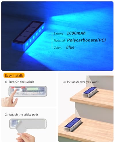 DetarZinLED Blue Solar Lights for Outside,8 Pack Solar Deck Lights Outdoor Waterproof LED,Blue Step Light for Outside,Dock Light Solar Powered Waterproof for Deck,Steps,Dock,Driveway,Stair,Path - color: Blue, size: 8 Pack