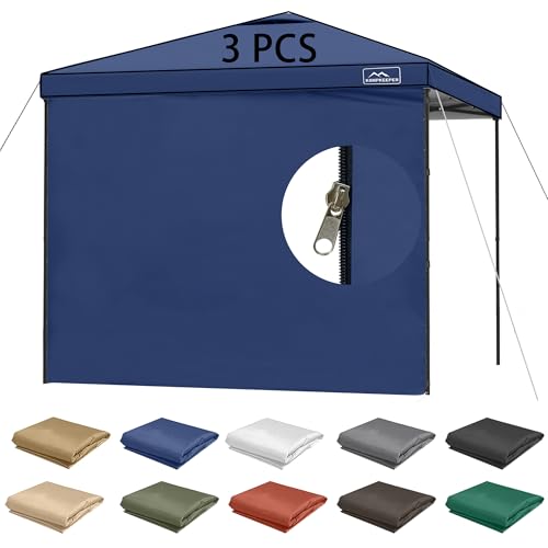 KAMPKEEPER 10X10 Canopy Tent Sidewalls with Zipper for Canopy Frame, 3Pcs Sunwalls Only, UPF50+ Waterproof Side Walls(Navy Blue) - color: Navy Blue