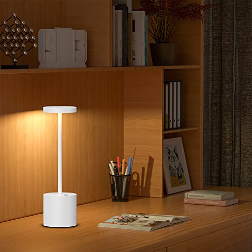 SAKRINGT 2 Pack Cordless Table Lamp Rechargeable,5000mAh Battery Operated Portable LED Table Light,Dimming Desk Lamp for Patio/Restaurant/Outdoor - color: 2Pack White