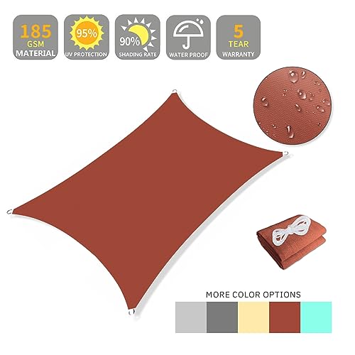 Amagenix Waterproof Sun Shade Sail 10'X13' Rust Red Shade Canopy Curved Edge 95% UV Blocking Awning Shelter for Outdoor Patio Backyard Garden Activities,Customized - color: Rust Red, size: 1 0' X 1 3', style: Waterproof Rectangular
