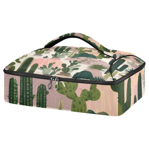 Casserole Carriers for Hot or Cold Food Reusable Casserole Dish Carrier Insulated Thermal Large Capacity Durable Perfect for Party Camping Family Gatherings Yellow Fish - color: Boho Cactus Mountains and Sun