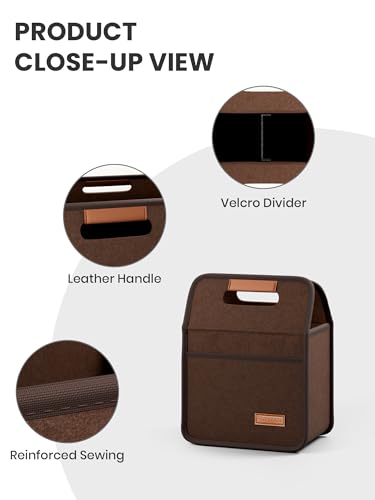 Fluxynara 2-Cup Reusable Felt Drink Carrier with Handle and Adjustable Shoulder Strap, Drink Holder for Car, Multi-Cup Drink Carrier Bag for Delivery, Travel, Picnics (Coffee Brown) - color: Coffee Brown, size: 2 Cups