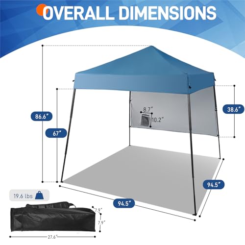 Outvita 6'x6' Pop Up Canopy Tent Commercial Instant Gazebo Tent, Waterproof & UV Protection Canopy Tent with Slant Legs & 1pc sidewall for Party Wedding Birthday BBQ Events - style: 6x6-blue