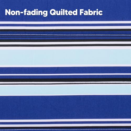SUNCREAT Hammocks Quilted Fabric Hammock, Double Hammock with Spreader Bar, Soft Pillow, Max 475lbs Capacity, Blue Stripes - color: Blue Stripes