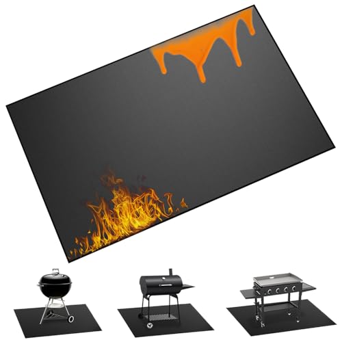 55×39 inch Heavy Duty Large Under Grill Mats for Outdoor Grill, Double-Sided Fireproof, Waterproof, Oil Proof Deck and Patio Protector, BBQ Mat Grill Floor Mats Fireplace Fire Pit Mat - size: 55×39 inch