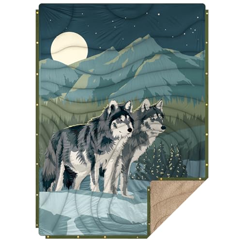Outdoor Camping Blanket with Sherpa Lining, Extra Warm Thick Camp Blankets and Puffy Ultralight Soft Poncho DWR Camping Quilt for Cold Weather, Adventure, Sleeping, Backpacking 78"x 56" - color: Dark Blue, size: 78 x 56 inches