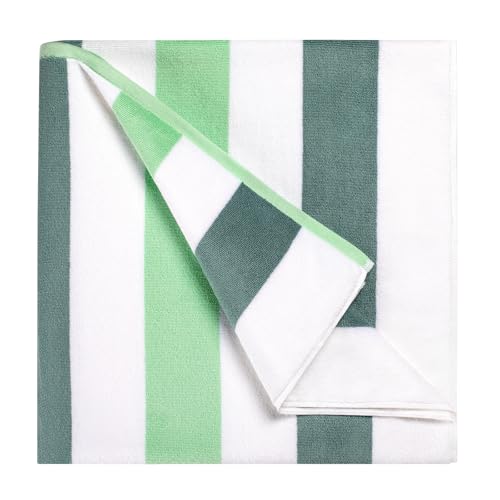 Bornbay Large Beach Towel Oversized - 40"X70" Big Cute Beach Towels, Extra Large Thick Green Pool Towel, XL Beach Towel Oversize, Giant Striped Cotton Towel for Adults - color: Sagegreen