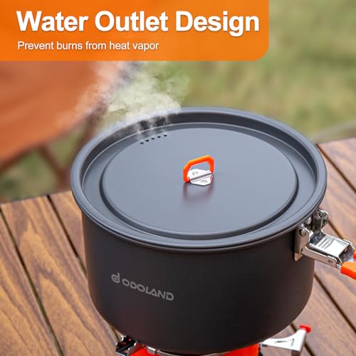Odoland Camping Cookware Mess Kit, Non-Stick Lightweight Camping Pot and Fry Pan Set with Mesh Bag for Backpacking, Outdoor Cooking and Picnic - size: 1.9L Pot + 0.86L Fry Pan