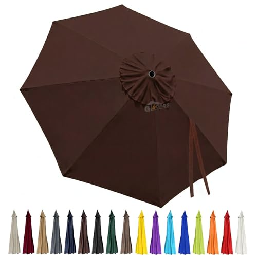 10ft 8 Ribs Patio Umbrella Canopy, Taupe, Heavy-Duty Polyester Fabric, UV30+ and Water Repellent, Fade Resistant, 98% UV Protection - color: Coffee