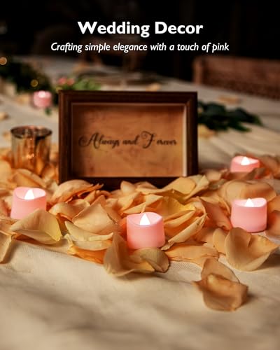 Homemory Pink Tea Lights Candles Battery Operated, 200+Hour Flameless Flickering Fake Electric LED Colored Tealights Candles for Romantic Wedding Decor, Baby Showers, Proposal, Valentine's, 24-Pack - color: Pink, size: Pack of 24