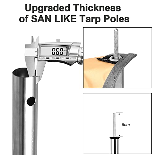 SANLIKE Telescoping Tarp Poles Adjustable Tent Poles for Tarp Canopy Awning Shelter Backpacking Hiking - (Adjustable Length - Steel Increase Thinckness) - color: Adjustable Length - Steel Increase Thickness 0.6mm