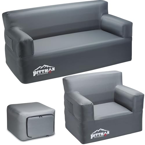 Pittman - Inflatable Furniture Set with Built in Pump for Outdoors & Indoors - Blow Up Couch Set has Heavy Duty Puncture Resistant Fabric for Inflatable Sectional Comfort & Durability if Camping - size: Complete Set
