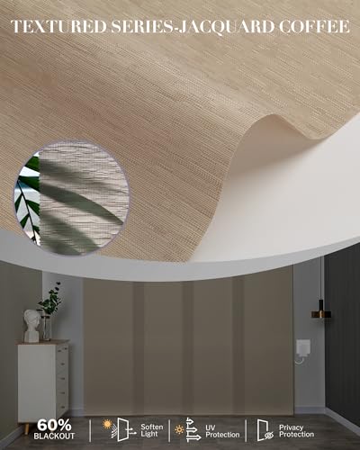 Graywind Manual Sliding Panels Light Filtering Privacy Panel Track Blinds Wand Control Window Blinds for Patio Sliding Glass Door Large Windows Width Up to 153", Custom Size (Jacquard Coffee) - color: Dimout Jacquard Coffee