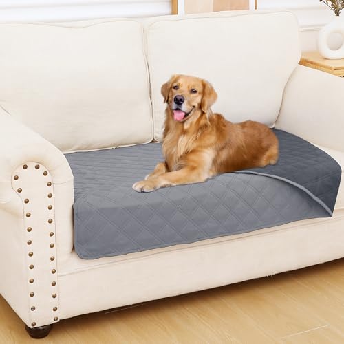 Smiry Waterproof Couch Covers for Dogs Washable, Reversible Pet Couch Covers for 3 Cushion Sofa Pet Friendly, Soft Sofa Furniture Protector for Dogs Cat Kids, Checkered (30"x60", Grey/Dark Grey) - color: Grey/Dark Grey, size: 30x60 Inch