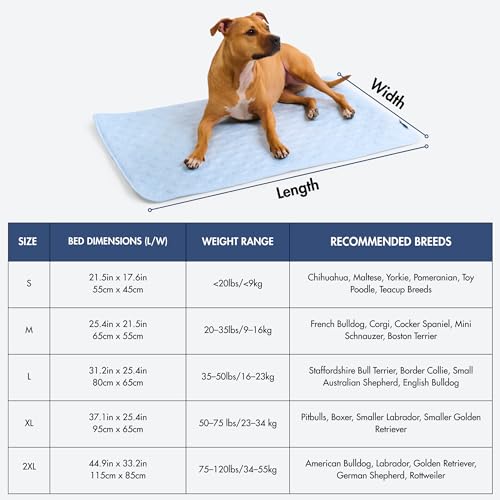 Spark Paws Cooling Mat for Dogs - Self Cooling Dog Mat & Pet Cooling Pad for Large, Medium & Small Dogs - Non-Toxic, Non-Gel Washable Cooling Bed - Hearts Blue - Size M - color: 01 - Hearts Blue, size: Medium