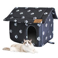 Cat House for Outdoor,Weatherproof Warm Feral Cats Shelter Outside/Indoor Collapsible Insulated Pet Houses Foldable Stray Cat Tent Cave for Kitty Puppy Small Animals Four Season(Black)