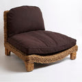 Serenity Meditation Floor Chair with Seagrass Woven Seat and Solid Mangowood Frame, Cushioned Seat, Wooden Legs, Natural Finish (Chocolate) - color: Chocolate