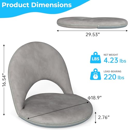 2Pcs Floor Chair, 5-Position Foldable Floor Chair for Kids with Adjustable Back, Soft Sponge & Velvetean Cover, for Adults and Kids, Indoor Outdoor Use, Meditation, Gaming, Camping (Gray) - color: Grey