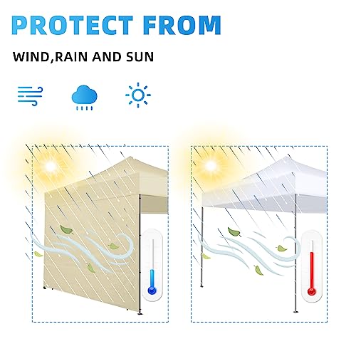 Joramoy Canopy Tent Sidewalls for 10×10 Pop Up Canopy, 3 Pack Instant Sunwall, Waterproof and UV Protection Shade Wall, Straight Leg Sidewalls (Beige) - color: Beige, size: 10×10