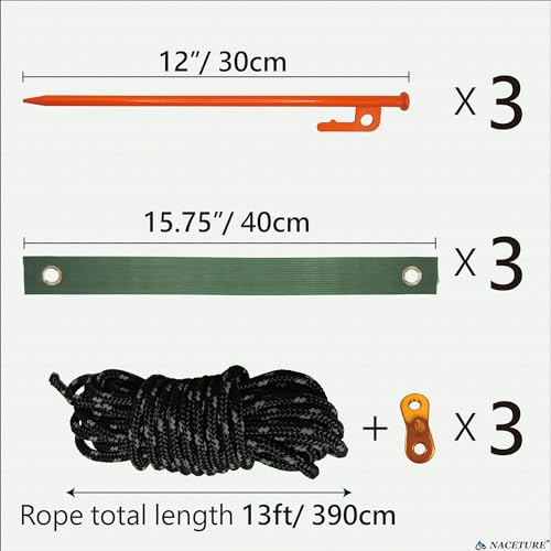 Tree Stake Kit – Heavy Duty Tree Stakes and Supports for Leaning Trees – Metal Stake for Straightening Kit with 3 Set Tree Stakes, for Staking and 13.12 Feet Tree Rope - color: 3 Pack