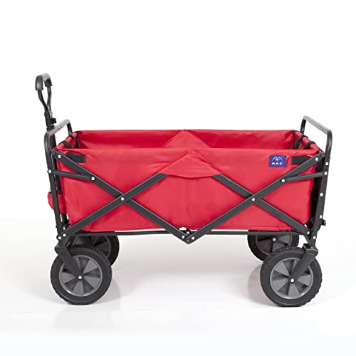 MACSPORTS Collapsible Outdoor Utility Wagon with Folding Table and Drink Holder, Bright Red - color: Bright Red