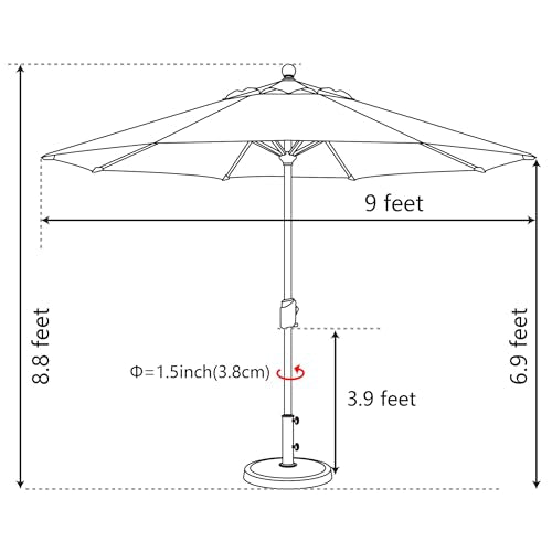 EliteShade USA 10-Year-Non-Fading 9Ft Market Patio Umbrella, UPF 50+ UV Protection Performance Sun Umbrella, Heavy Duty Commercial Grade Outdoor Table Umbrella with Crank & Tilt, Windproof Vented Top for Garden, Pool, Deck and Outdoor Playsets, Royal Blue