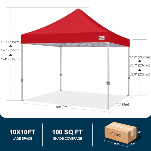 MASTERCANOPY Pop Up Canopy Tent Commercial Grade 10x10 Instant Shelter (Red) - color: Red, size: 10x10
