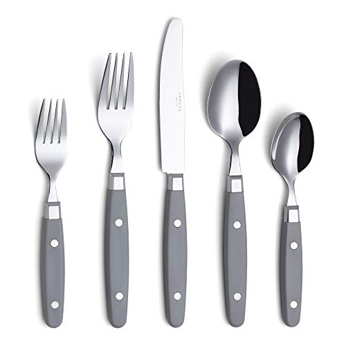 ANNOVA Silverware Set, Retro/Rivet Colorful Stainless Steel Tableware Kitchen Flatware Set Utensils, Includes Dinner Knives, Forks, Spoons, Salad Forks & Dessert Spoons (Gray, 20 Pieces) - color: Gray, size: 20 Pieces