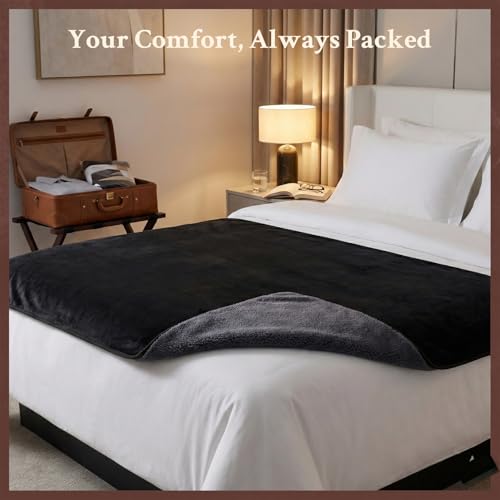 Waterproof Blanket for Bed, Couch, Sofa - Plush Throw Blanket to Protect Furniture, Stain Resistant, Leak-Proof, Double-Sided Flannel & Sherpa Fleece, Reversible Black & Grey, 40"x60" - color: Black & Grey, size: Throw (40"x60")