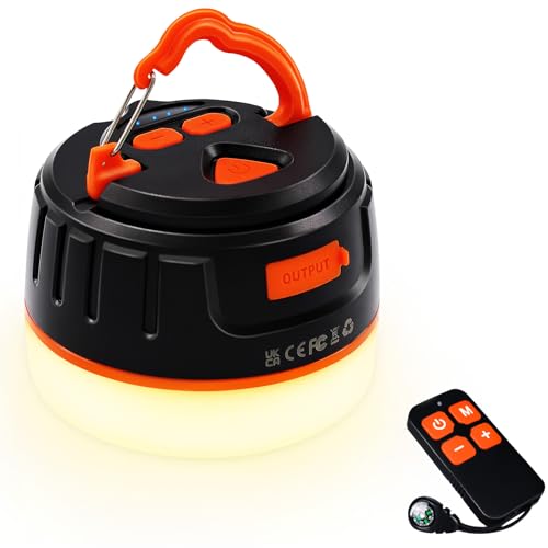 Yonktoo Rechargeable LED Camping Lantern 1000LM, 300H Runtime, 6400mAh, IPX5 Waterproof Tent Light for Camping, Hiking, Power Outages, Home, Emergency Use - Wireless Remote Edition,Orange - color: Orange, size: Wireless Remote Edition