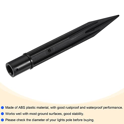 MECCANIXITY Solar Light Spikes, 0.39 x 0.67 x 5.91 Inch Ground Stakes for Garden Pathway Landscape Lamps, ABS Plastic Black, Pack of 12