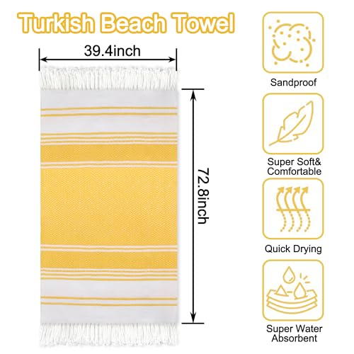 Beach Towel 2 Pack, Sand Free Beach Towels Oversized 39 x 72,Turkish Beach Towel Quick Dry, Lightweight Pool Towels for Adults, Cool Beach Essentials - color: 2 Pack Diamond Yellow
