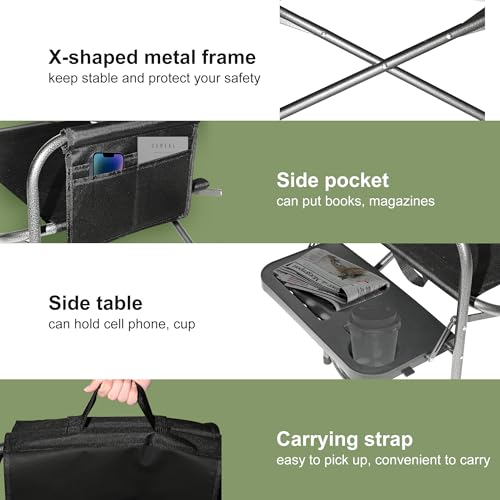 YOUNG WOOD Camping Directors Chair with Side Table, Foldable and Portable, Fishing,Trip,Picnic,Hike，Lawn,Sports,Beach,Outdoor Camping Chair for Adults,Drink Holder and Mobile Storage,2p - size: 2p