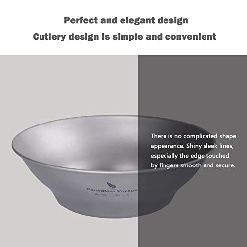 Boundless Voyage Ultralight Titanium Bowl Pan Plate Dish with Carry Bag Outdoor Camping Portable Tableware Cookware (Ti15165B (800ml Bowl)) - color: Ti15165B (800ml Bowl)
