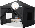 Quictent Privacy 10x10 Pop up Canopy Tent with Sidewalls and Roll-up Ventilated Windows, One Person Easy Setup, Outdoor Commercial Gazebo Shelter Enclosed Waterproof, Bonus 4 Sandbags - color: Black, size: 10x10ft