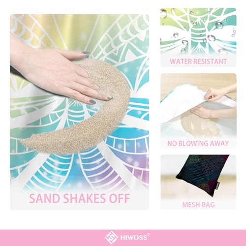 Beach Blanket Waterproof Sandproof Oversized 95”x 80”,Sand Free Beach Mat with Corner Pockets,Portable Mesh Bag for Travel and Outdoor Camping (EthnicButterfly) - color: Ethnicbutterfly