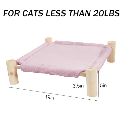 Patas Lague Cat and Dog Hammock Bed for Small Dogs, Brethable Wooden Cat Pet Rabbit Elevated Bed Cots Furniture for All Seasons Fleece Purple - color: Fleece Purple
