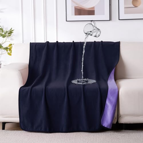 QiyI Waterproof Blanket for Bed Couch Sofa, Small Washable Reversible & Reusable Pet Dog Cat Throw Blanket, Leakproof Stain Resistant Sofa Cover, 40"x60", Dk Purple/Lt Purple - color: Dark Purple/Light Purple, size: 40"×60"