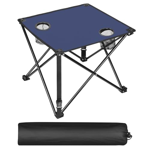 Moclever Foldable Camping Table–Ultralight Portable Table with Cup Holders&Carry Bag, Perfect for Outdoor Adventures,Picnic,Beach, BBQ,Hiking & Home Use - style: 1 Pc Navy Blue