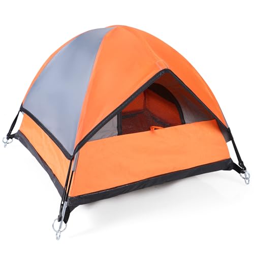 Cat Camping Tent, Cat Tent Bed, Pet Tent for Indoor Cat and Small Dog, Mini Tent (Orange, 21 x 21 x 14 Inches) - color: Orange