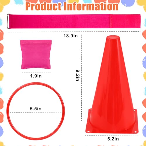 33Pcs Large 4 in 1 Valentines Day Games for Kids with Ring Toss, Plastic Cones, Bean Bags, 3-Legged Race Bands, Carnival Valentine's Games Activity Combo Set for Classroom Indoor Outdoor Party Yard - color: Valentine's Pink-Large