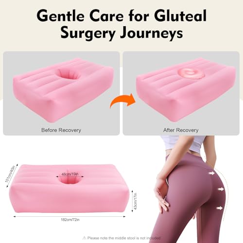 BBL Bed After Surgery for Sleeping, Inflatable Mattress with Hole, Brazilian Butt Lift Recovery Pillow Post Surgery, Air Mattress Sofa Couch for Home, Post-Operative Recovery Beds - color: Pink