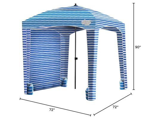 Qipi Beach Cabanas for Sand, Beach Canopy with Sandbags & Side Wall for Family, Easy Set Up Sun Shelter, UPF 50+ UV Protection with Roof Vent - color: 6' x 6' Siesta Beach