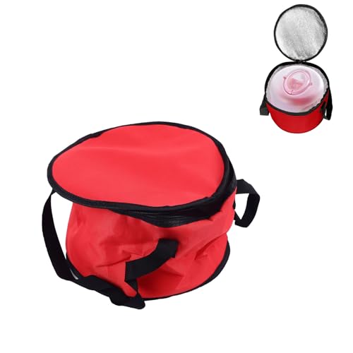 Haofy Round Insulated Casserole Carrier Bag for Picnic, Oxford Cloth, Reusable Cooler, Thermal Picnic Bag (red)