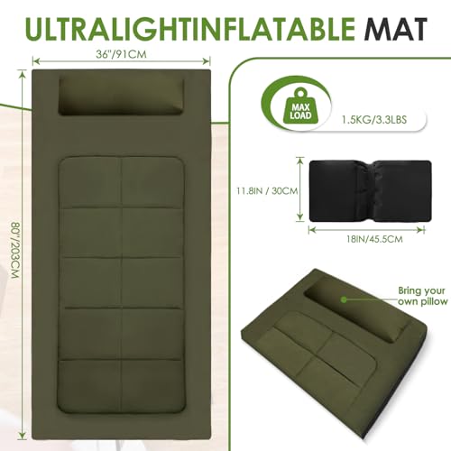 80 x 36 Inch Camping Cot Mattress Floor Mattress Waterproof Sleeping Pad for Camping Travel Easy to Store Floor Pad for Tent Cot Guest Garden Lawn Outdoor Indoor - color: Green