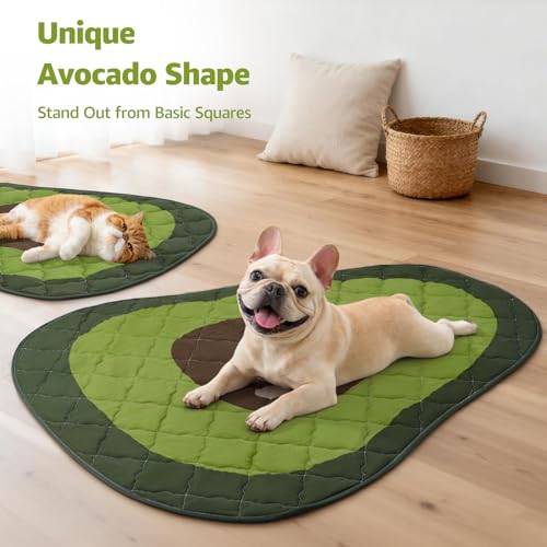 LOOBANI Dog Cooling Mat for Medium Large Dogs 50"x38"- Cute Avocado Design Cooling Mat for Dogs (Cool & Warm Side), Dog Cooling Pad for Crate, Floor, Car, Trip, Green 50"x38" - color: Avocado, size: 50"x38"