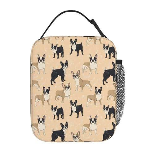 Reusable French Bulldog Lunch Box for Kids Girls Boys Adult, Insulated Cute Dog Lunch Bag,Polyester Cooler Handbags Case for School Picnic Work Travel Beach or Hiking - color: French Bulldog
