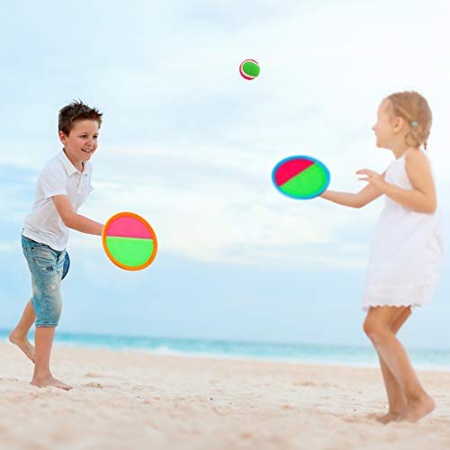 Toss and Catch Ball Game Set - Outdoor & Indoor Sports Toys for Kids - Outside Games for Yard, Lawn, Camping, Beach, Pool - Classic Sticky Paddle Ball Toy for 3 4 5 6 7 8-12 Year Old Boys Girls Gifts - color: Blue Orange