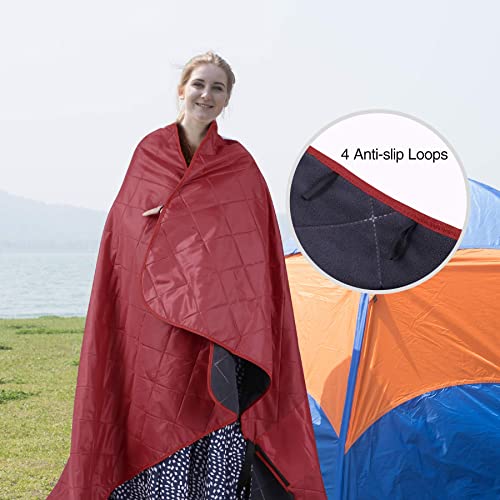 REDCAMP Large Waterproof Stadium Blanket for Outdoor Sports, Soft Warm Fleece Camping Blanket Windproof for Cold Weather, 79"x 59"Red - color: Red/Dark Grey 79"x59"